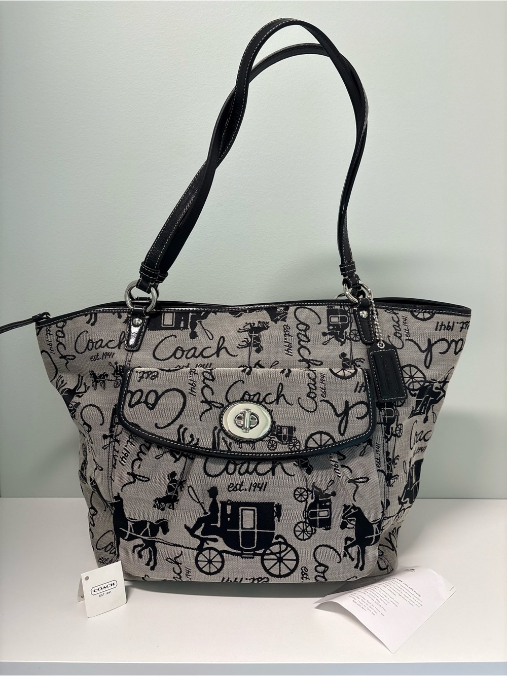 NWT Coach F14856 Leah Horse and Carriage Large Tote